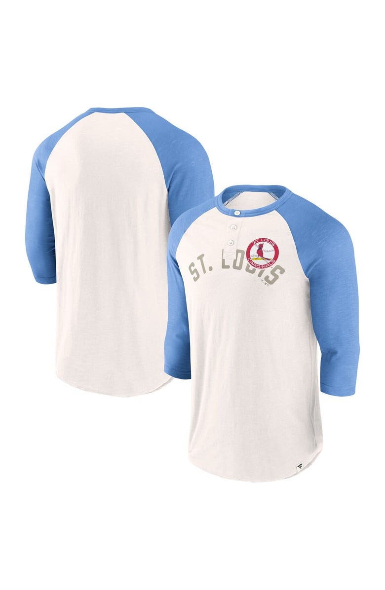 FANATICS Men's Fanatics Branded White/Light Blue St. Louis Cardinals Backdoor Slider Raglan 3/4-Sleeve T-Shirt, Main, color, White