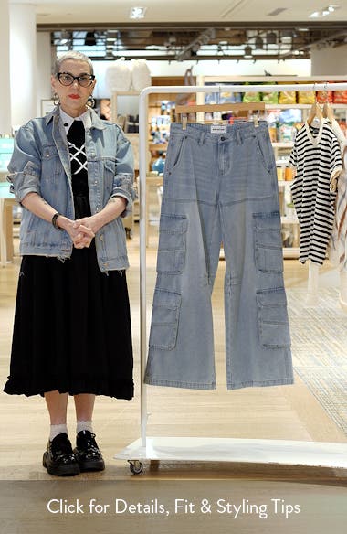 Fade Out Loud Low Rider Baggy Wide Leg Cargo Jeans (Women) | Nordstrom
