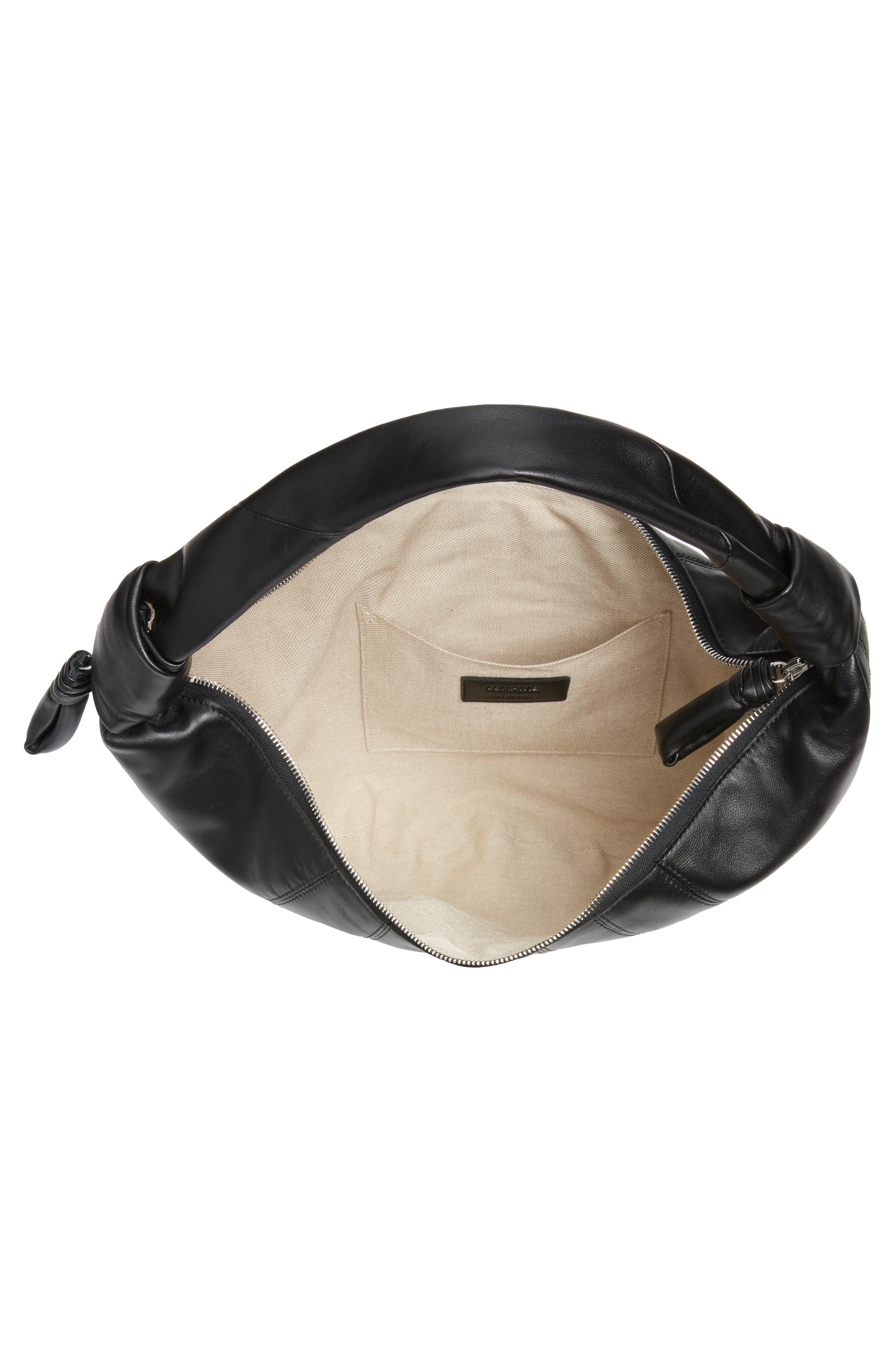 Lemaire Fortune Croissant Leather Shoulder Bag, Alternate, color, Black