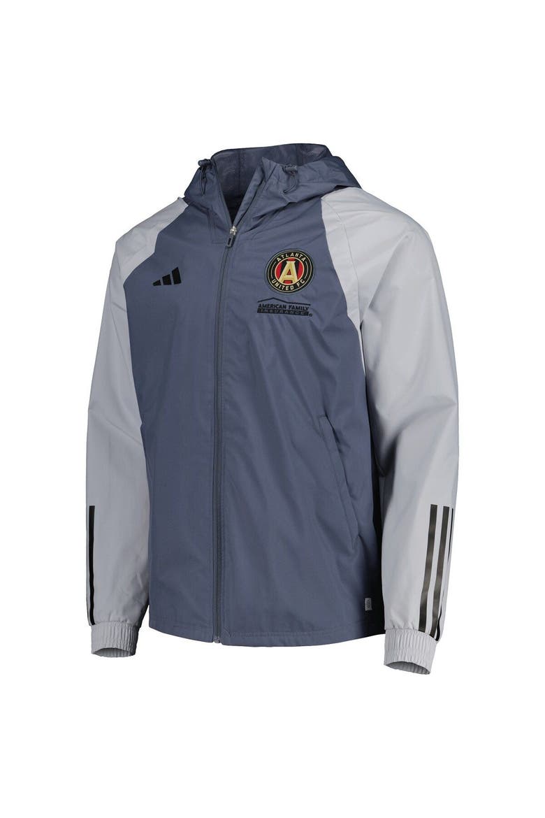 Men's adidas Charcoal Atlanta United FC All-Weather Raglan Hoodie Full-Zip Jacket, Alternate, color, Charcoal