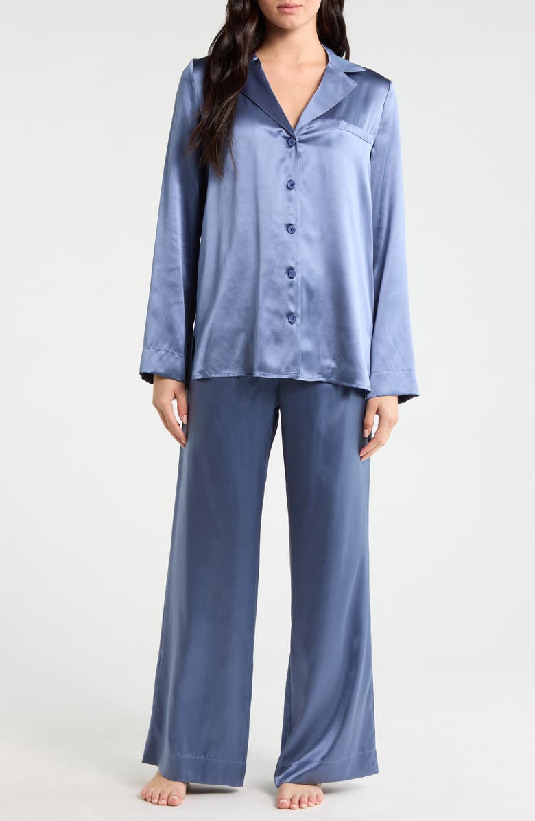 Reformation Ella Silk Pajamas, Main, color, Cornflower