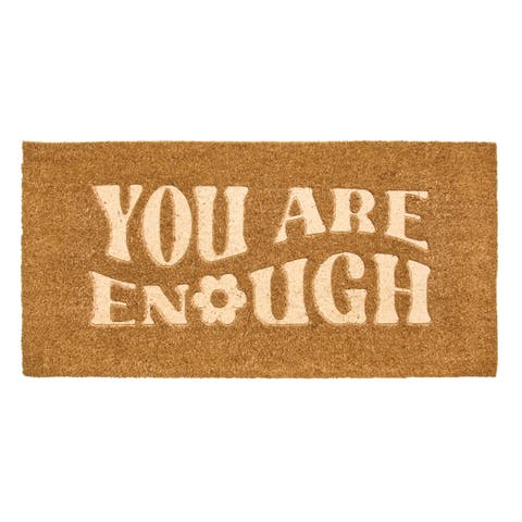 You Are Enough Coir Doormat for Outdoor/Indoor Entrance, Natural