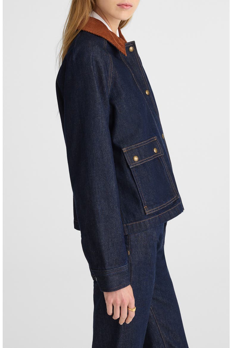 Corduroy Collar Denim Barn Jacket, Alternate, color, RINSE WASH