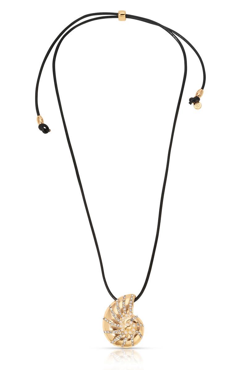 Ettika Swirl Shell Pendant Cord Necklace, Main, color, Gold/ Black