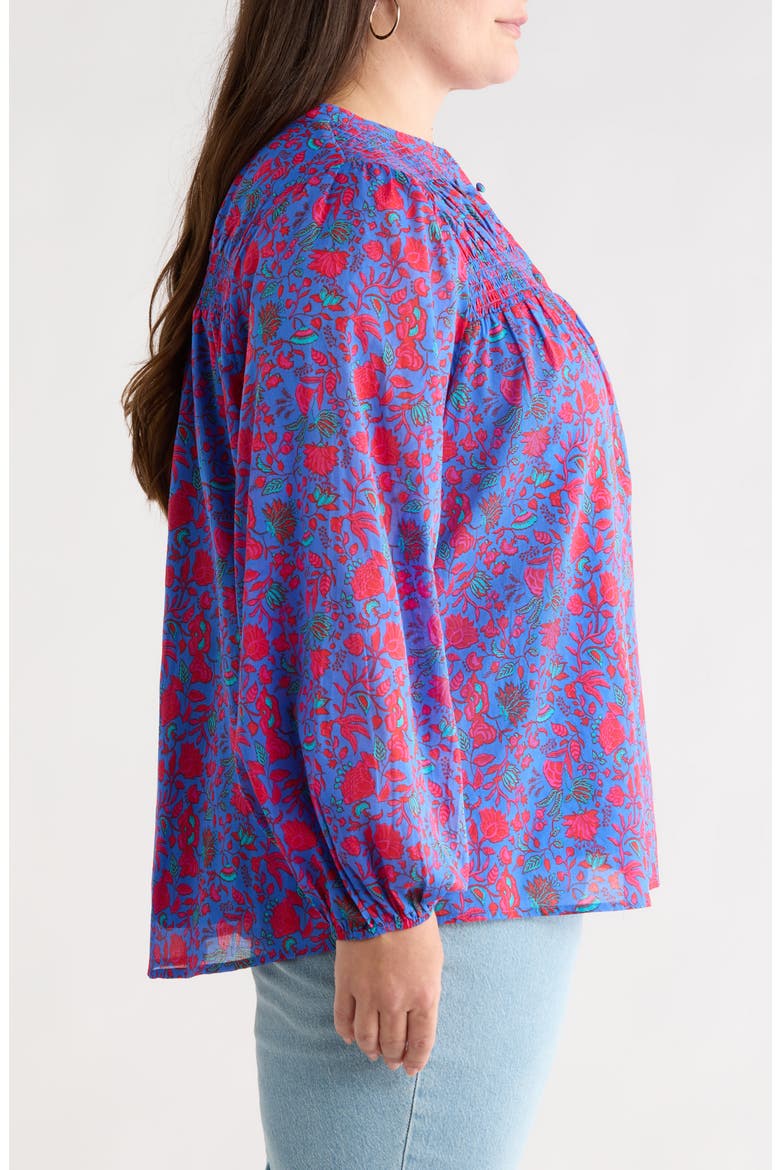 Tanya Floral Smocked Top, Alternate, color, BLUE-FUCHSIA