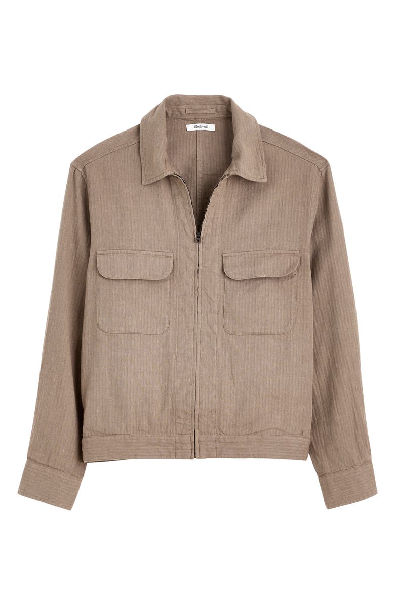 Madewell Herringbone Zip Front Cotton & Linen Jacket, Alternate, color, 