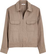 Madewell Herringbone Zip Front Cotton & Linen Jacket