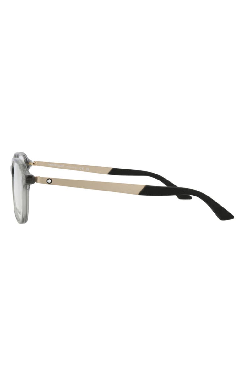 Montblanc 53mm Round Optical Glasses, Alternate, color, Grey Gold Transparent