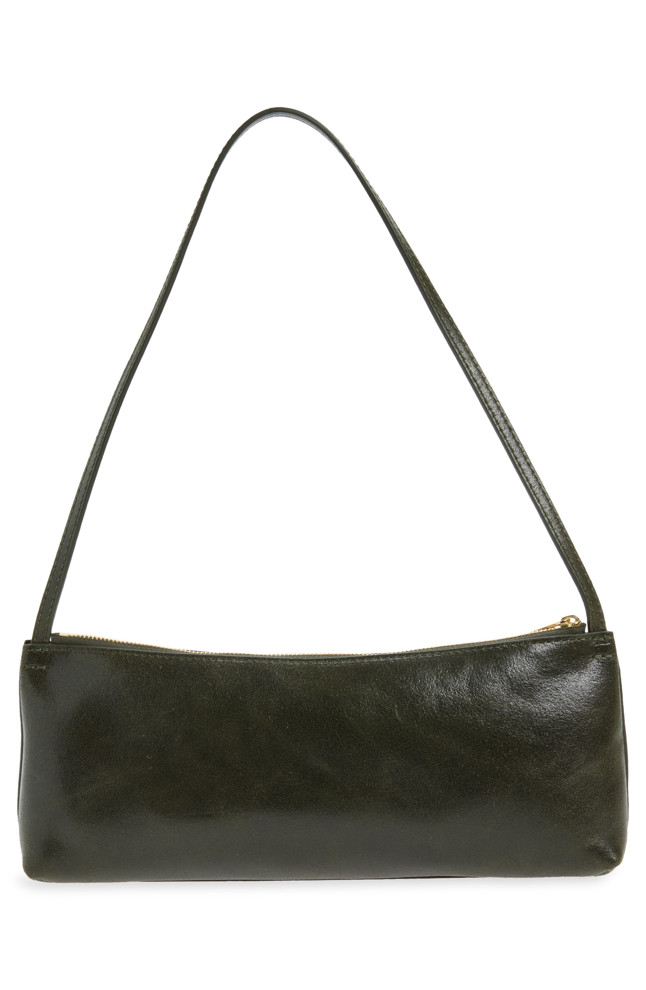 Gaia Leather Baguette Shoulder Bag, Alternate, color, SEAWEED
