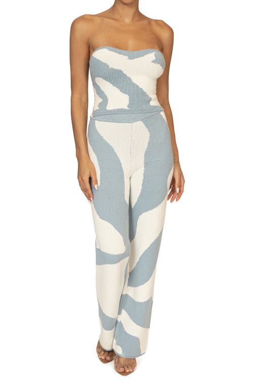 Jluxlabel Tropic Oasis Strapless Knit Top In Blue