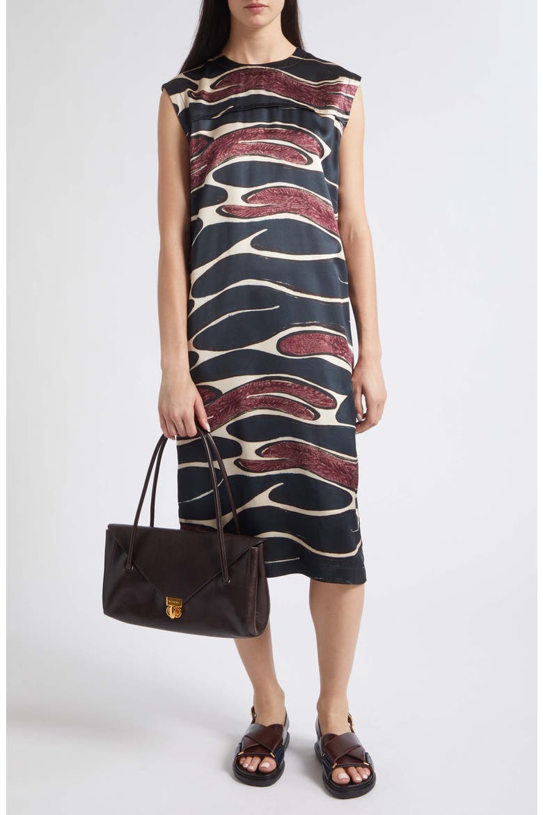 Abstract Weave Satin Midi Dress, Alternate, color, CFN99 BLACK