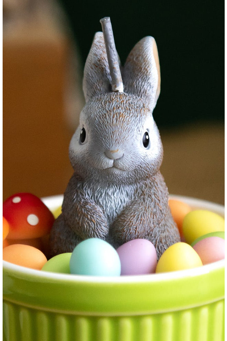 Easter Bunny Candle, Alternate, color, Gray Rabbit / Pastels
