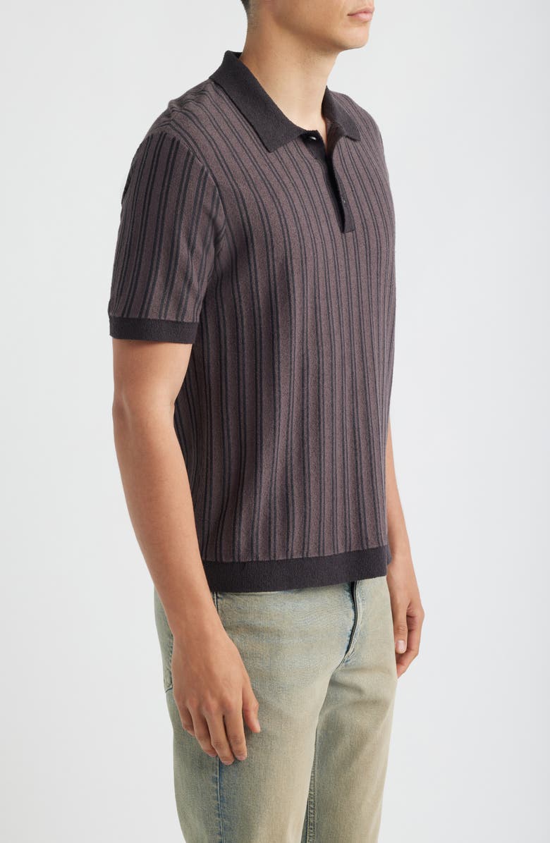 rag & bone Zuma Stripe Terry Cloth Polo, Alternate, color, Coal Grey