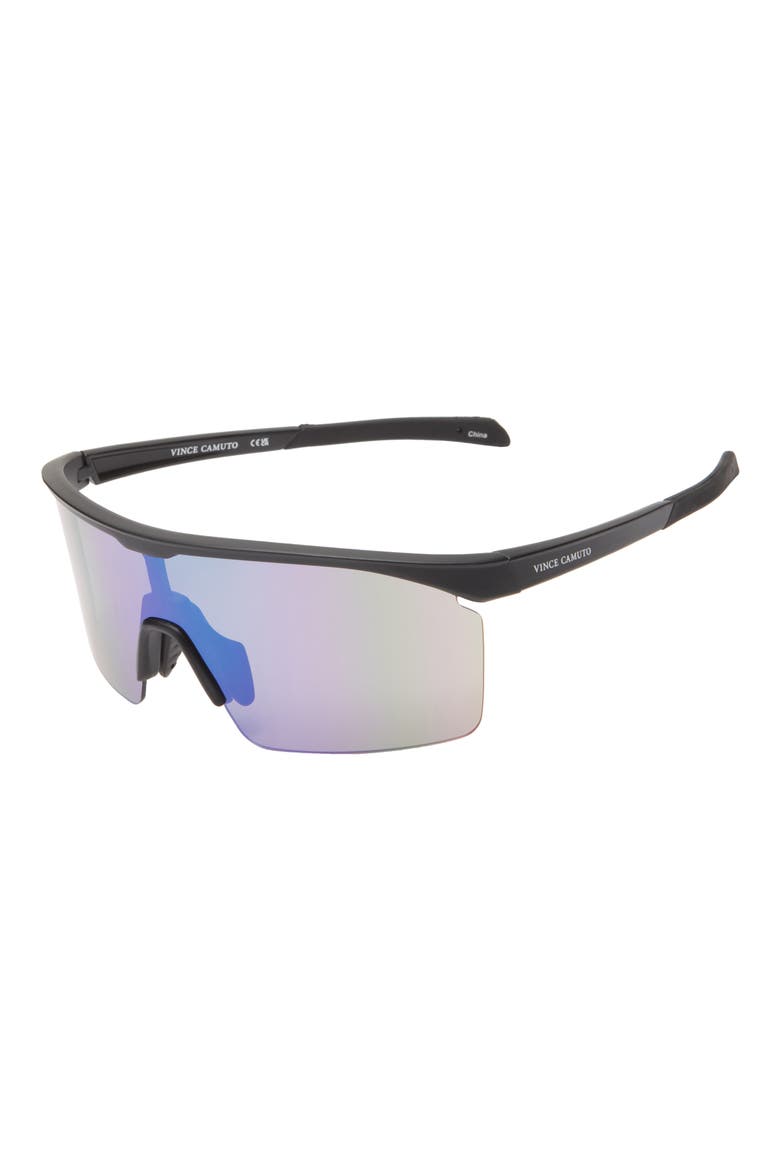 Semi Rimless Shield Sunglasses, Alternate, color, BLACK