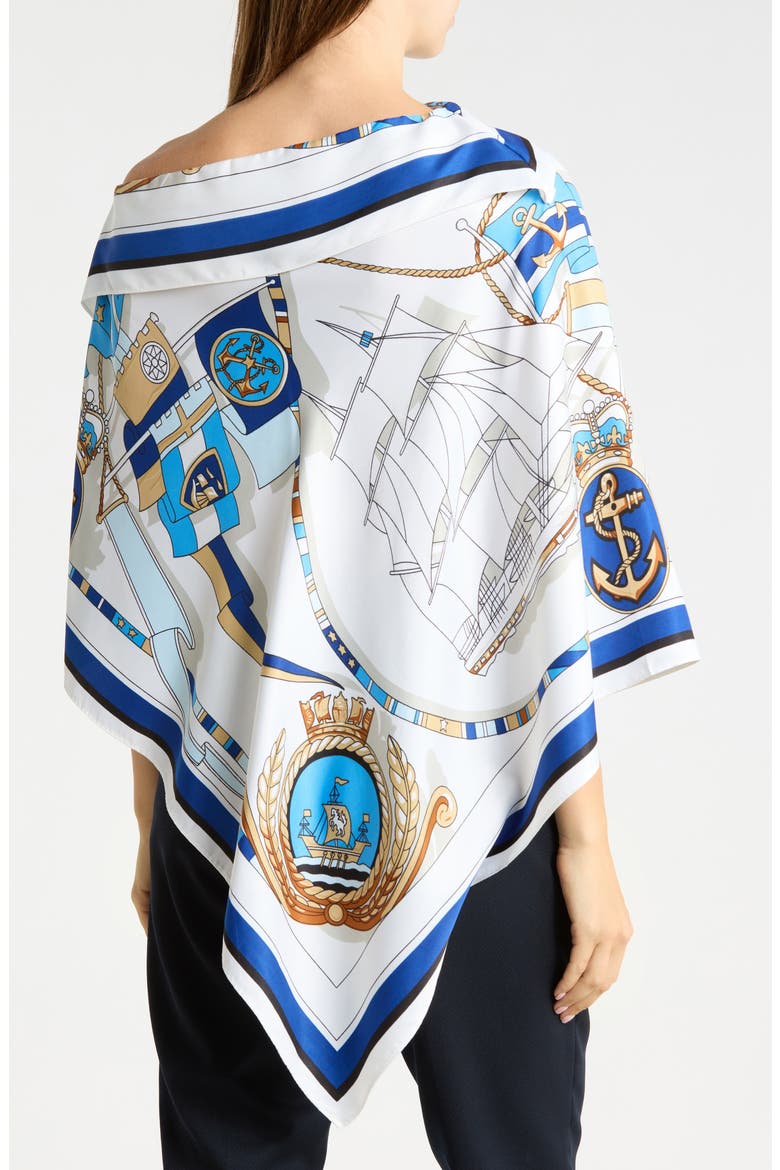 Nautical Print Satin Poncho, Alternate, color, NAVY