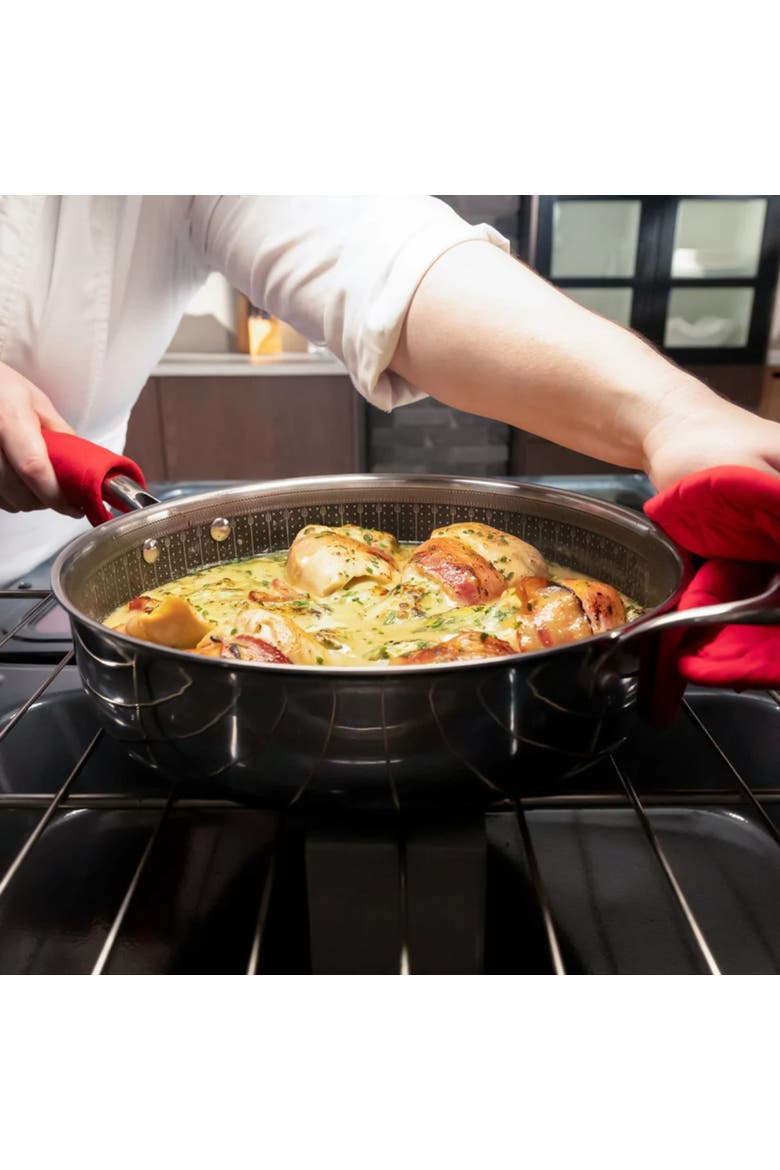 Tri-Clad SS Hybrid 5 Piece Cookware Set, Alternate, color, Black/SS