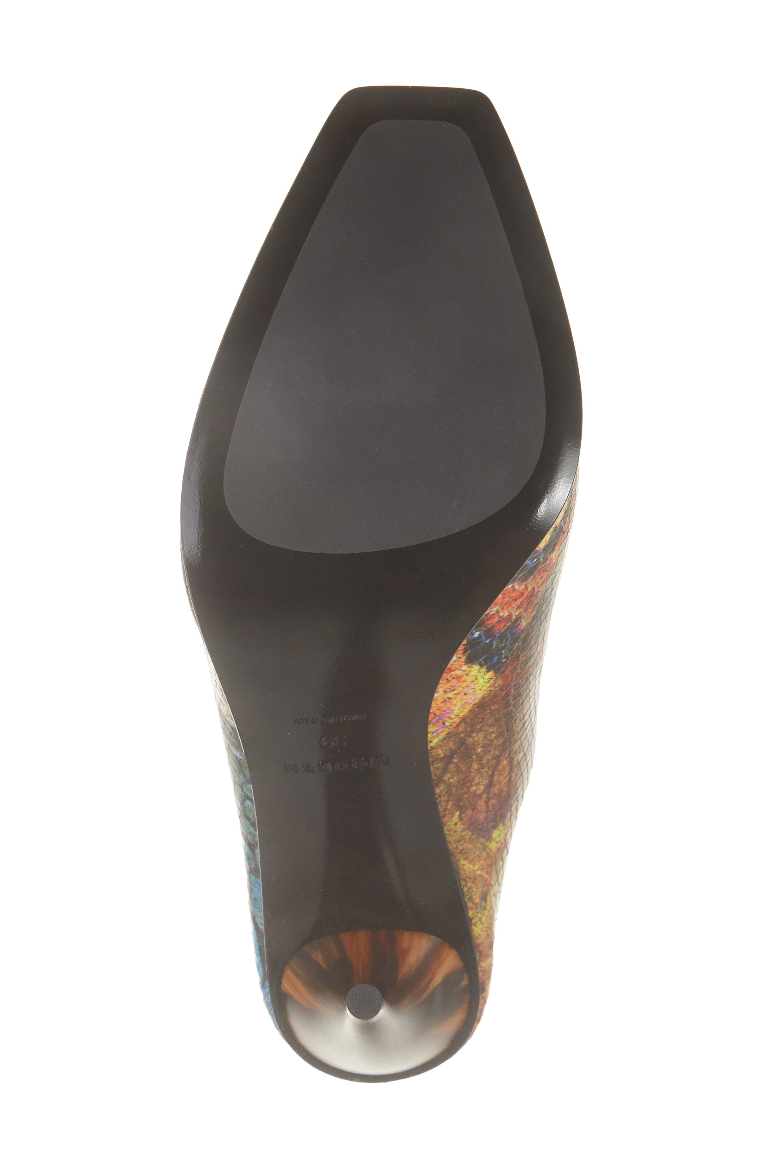 Horn Shaped Heel Peep Toe Mule, Alternate, color, SUN