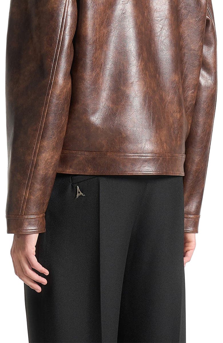 Manière De Voir Laurent Vintage Leather Jacket, Alternate, color, Brown