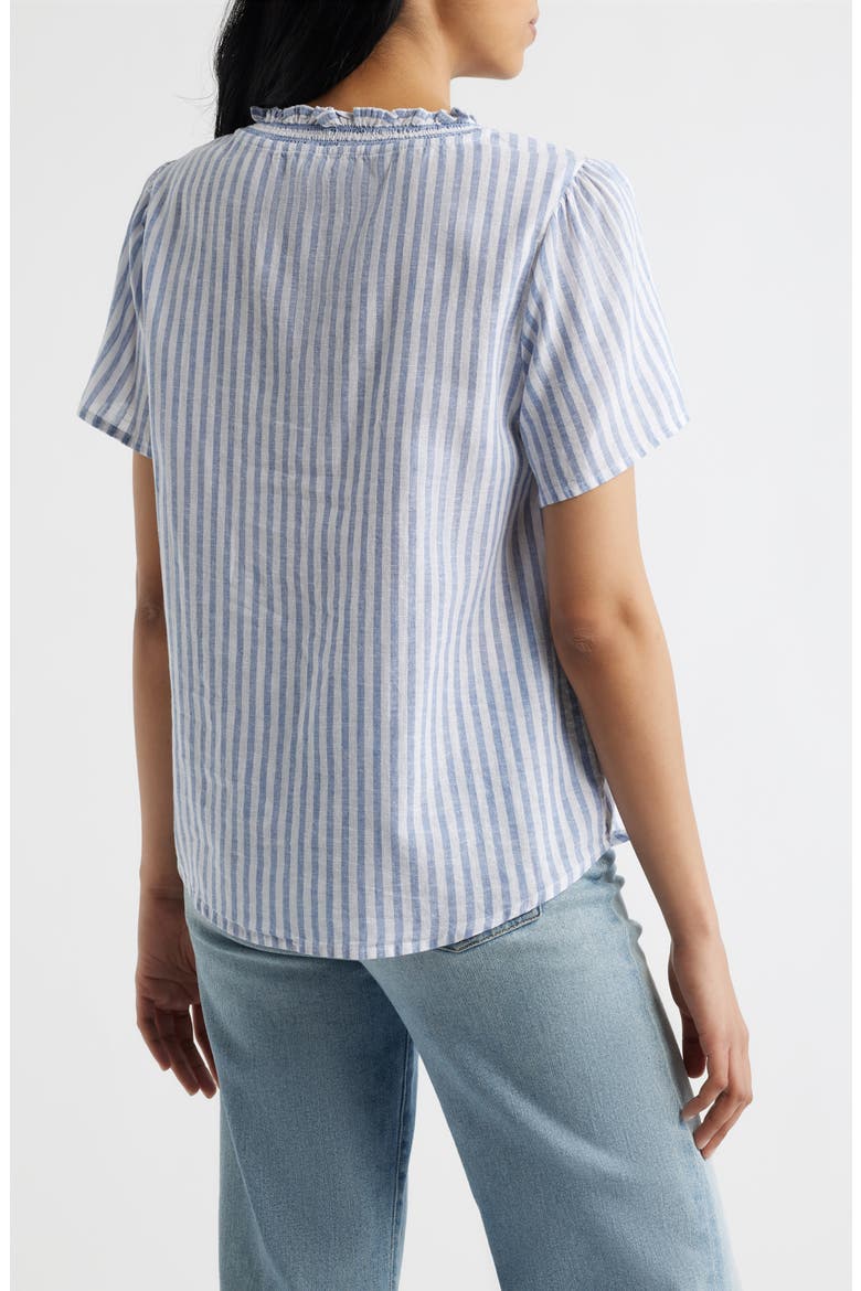 Bree Ruffle Linen & Cotton Top, Alternate, color, MISTY LINES