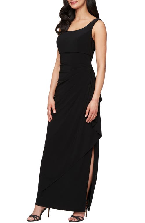 Alex Evenings Empire Waist Matte Jersey Gown With Jacket In Black