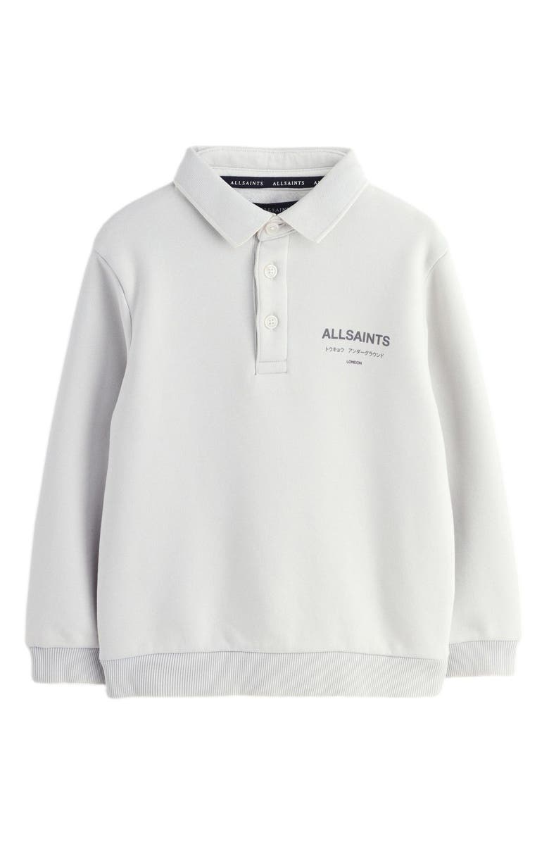 smALLSAINTS by ALLSAINTS Kids' Underground Logo Graphic Polo Sweatshirt, Main, color, Grey
