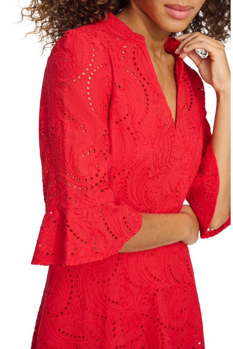 Embroidered Eyelet Tunic Dress, Alternate, color, POPPY