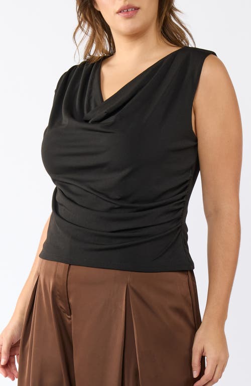 Estelle Dune Cowl Neck Sleeveless Top In Black