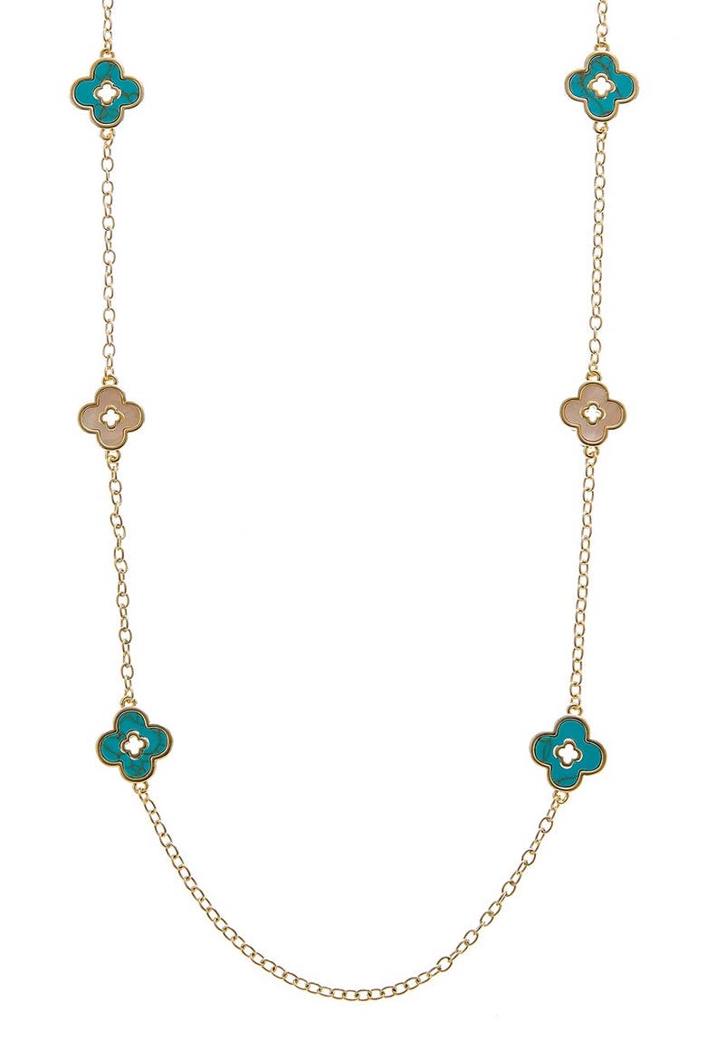 Clover Station Necklace, Main, color, GOLD