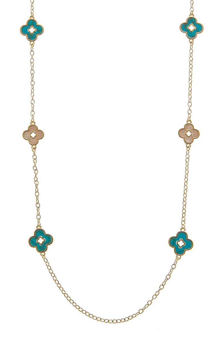 Juvell Clover Station Necklace, Main, color, Gold