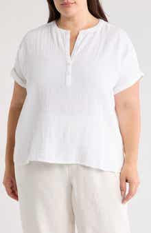 Caslon® Cotton Gauze Popover Top