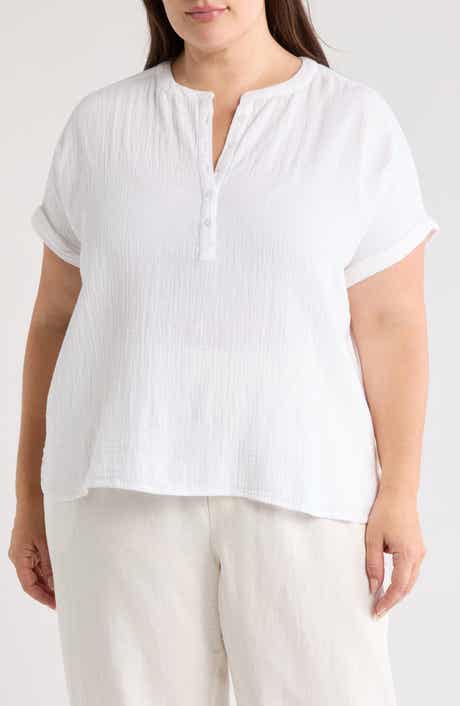 Caslon® Cotton Gauze Popover Top