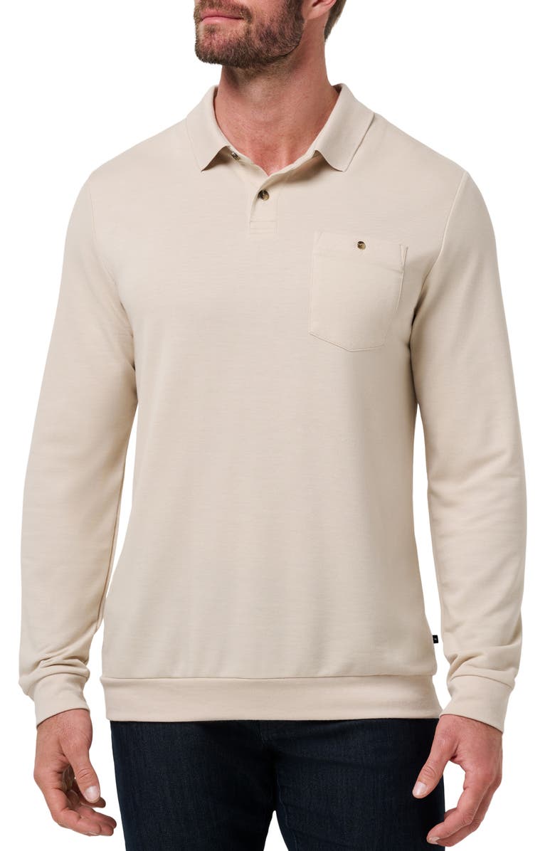 TravisMathew December First Long Sleeve Pocket Polo, Main, color, Italian Sand