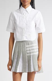 Thom Browne Classic Crop Cotton Poplin Button-Down Shirt