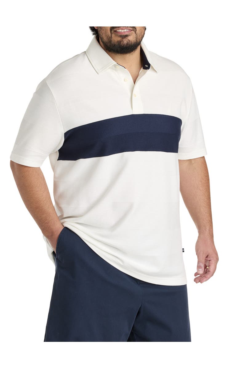 Nautica Big & Tall Chest Striped Polo Shirt, Main, color, Sail White