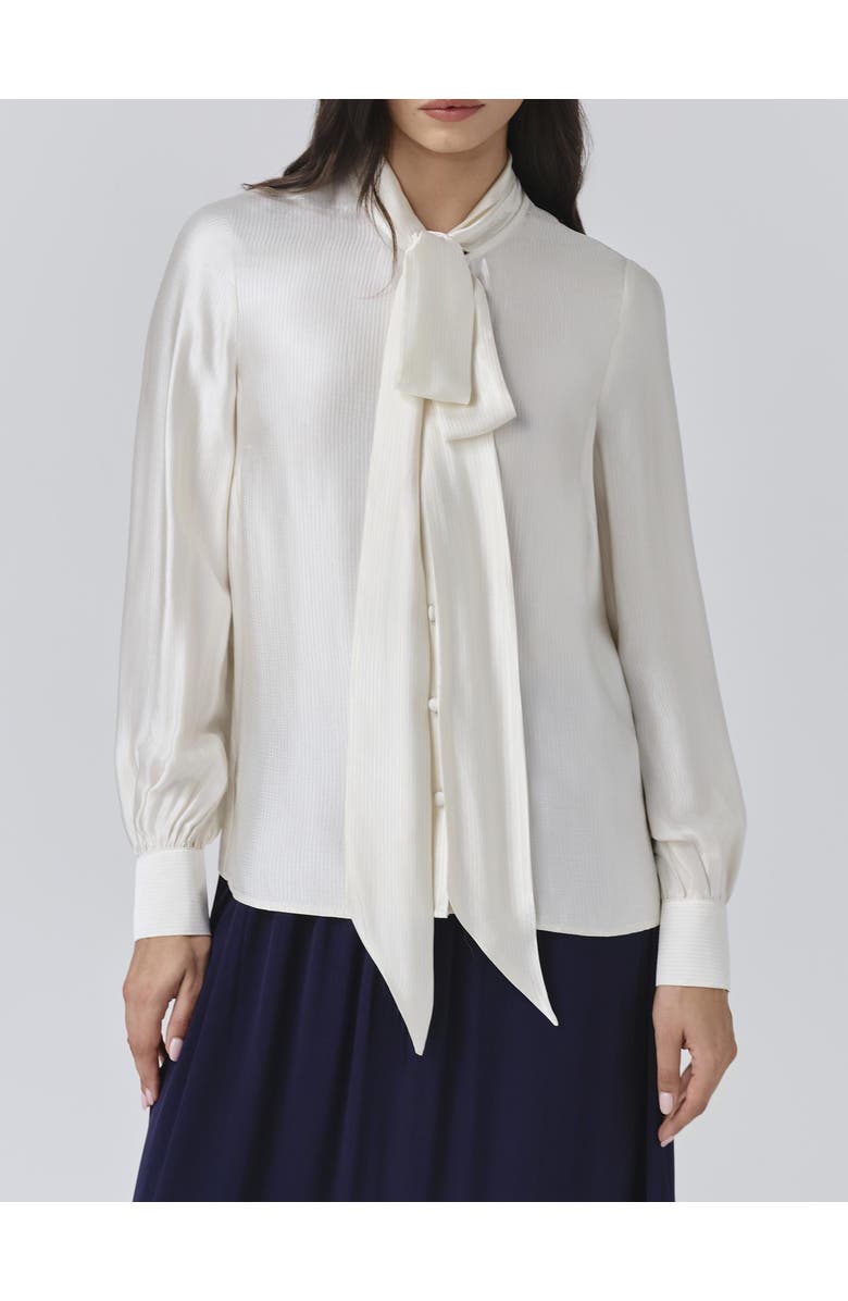 Ghost London Anna Satin Tie Neck Blouse, Alternate, color, Ivory