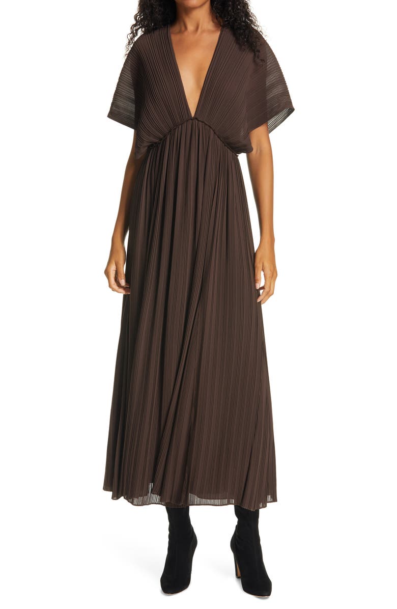 Samsøe Samsøe Quartz Plunge Plissé Maxi Dress, Main, color,
