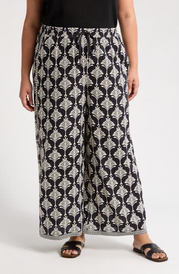 Max Studio Deco Wide Leg Pants In Black