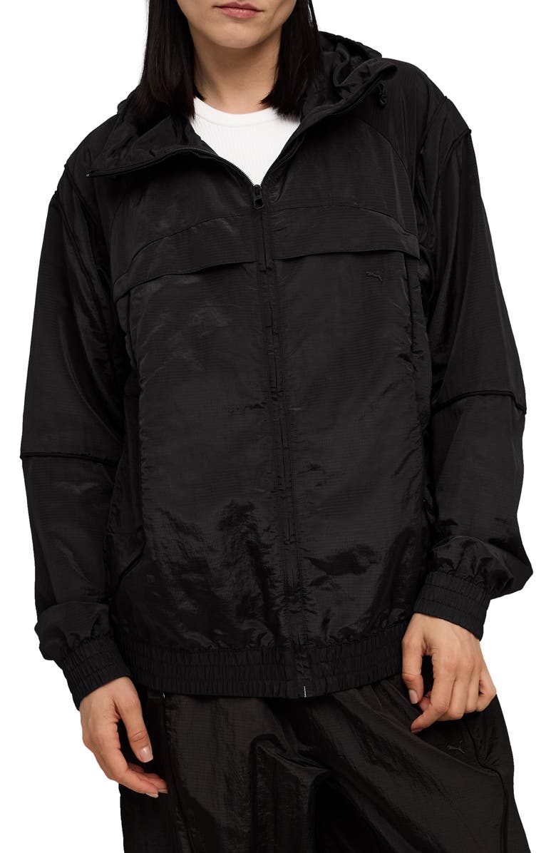PUMA CLRT Hooded Ripstop Jacket, Main, color, Puma Black