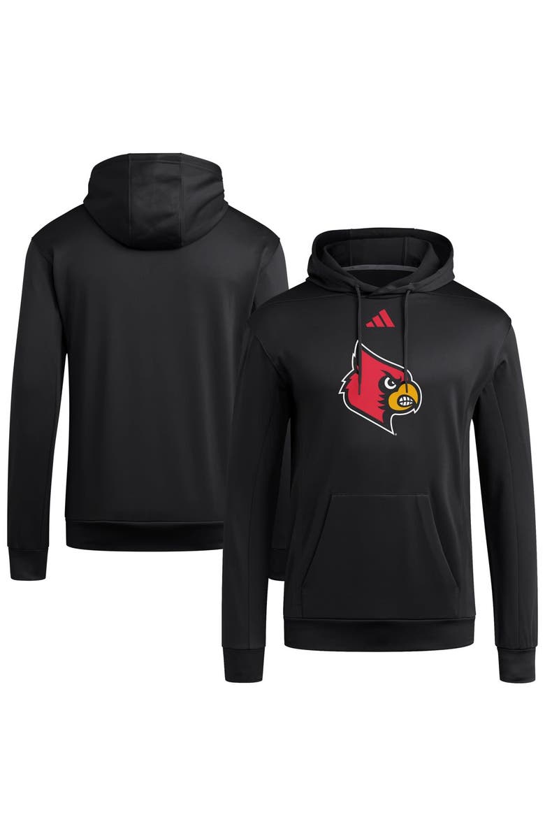 adidas Men's adidas  Black Louisville Cardinals Locker Logo Fleece Pullover Hoodie, Main, color, 