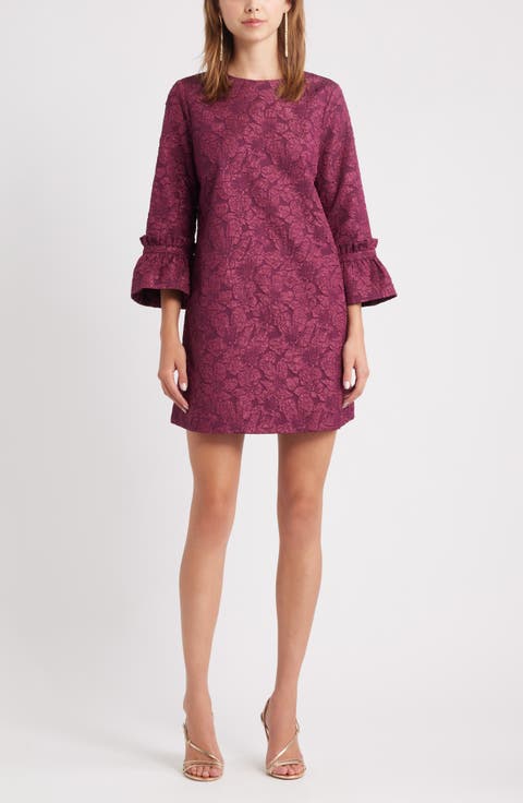 Floral Jacquard Shift Minidress