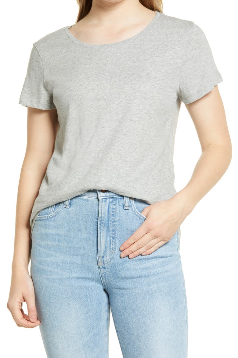 Slub Crewneck Tee, Main, color, GREY HEATHER