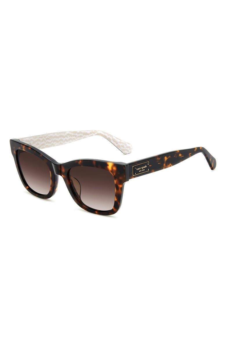 Kate Spade New York 51mm gradient polarized square sunglasses, Alternate, color, Havana Pattern Beige/ Brown