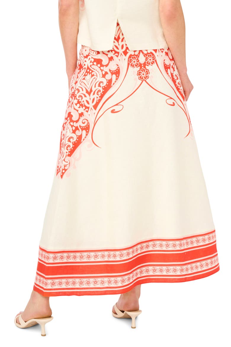 Carmen Floral Print Linen Maxi Skirt, Alternate, color, FIRE ORANGE