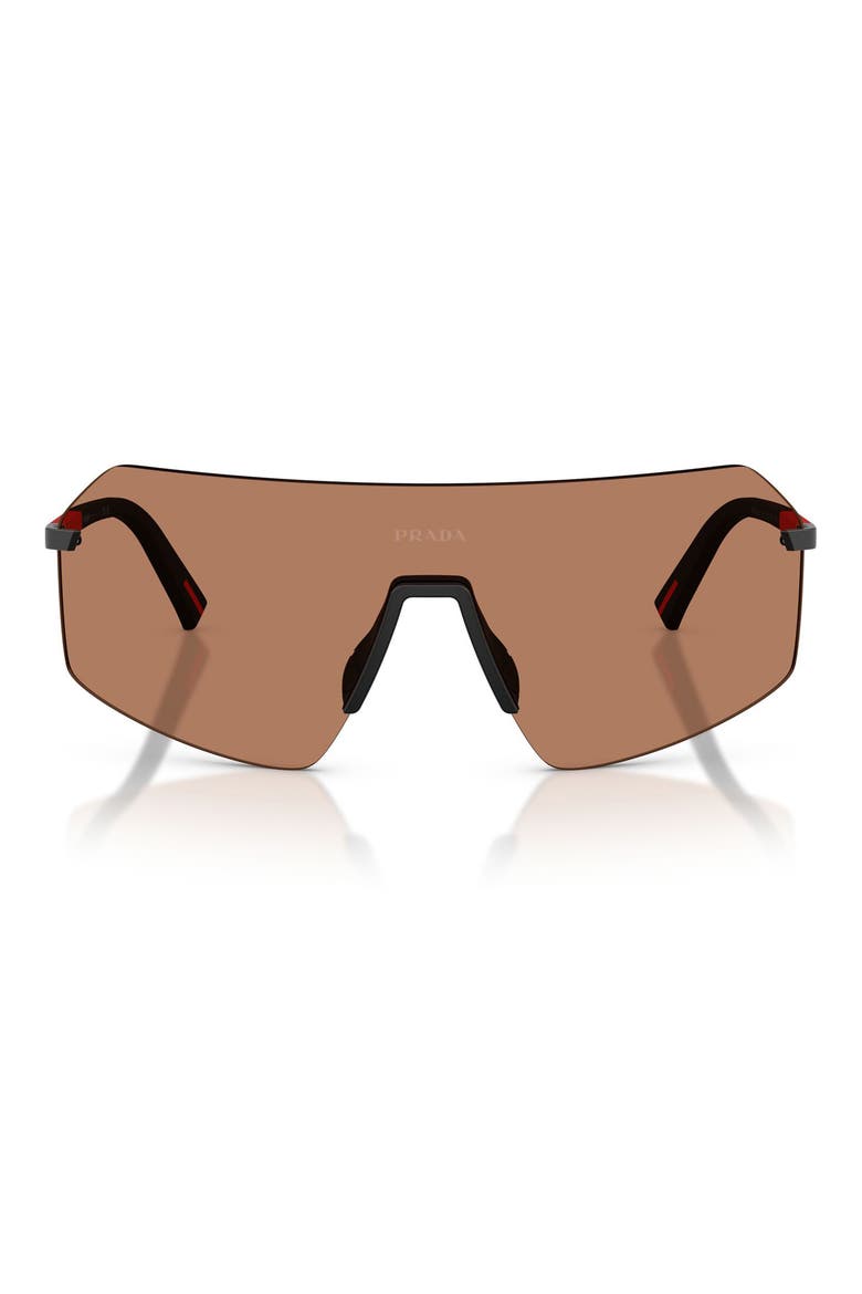 136mm Shield Sunglasses, Main, color, BLACK / SOLID BROWN