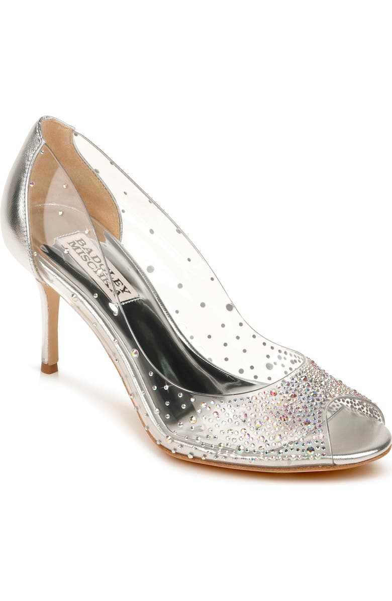Badgley Mischka Collection Ginata Embellished Peep Toe Pump, Main, color,