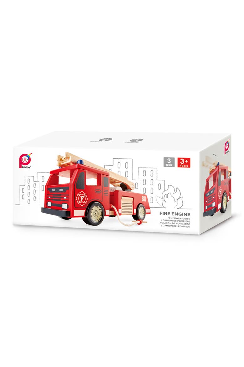 Wood Toy Fire Engine, Alternate, color, RED