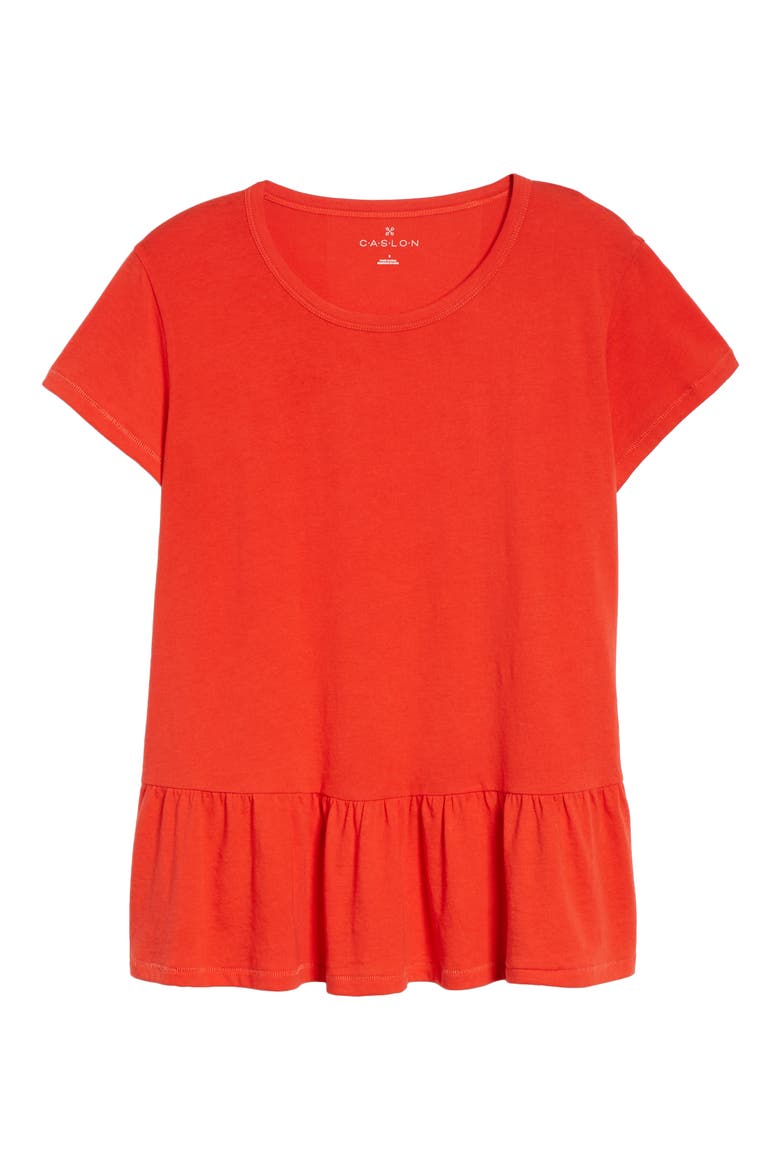 Peplum Tee, Alternate, color, RED SCARLET