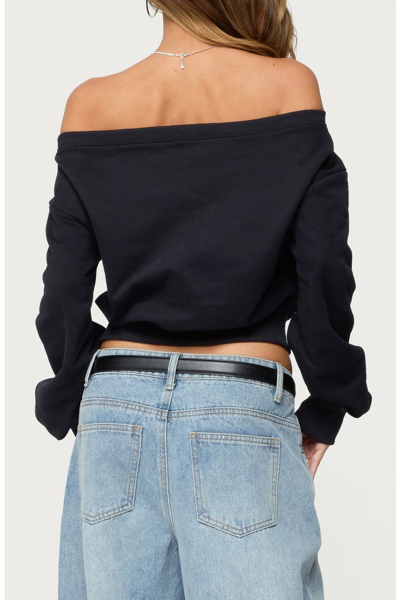 Christy Off the Shoulder Cotton Blend Sweatshirt, Alternate, color, BLACK