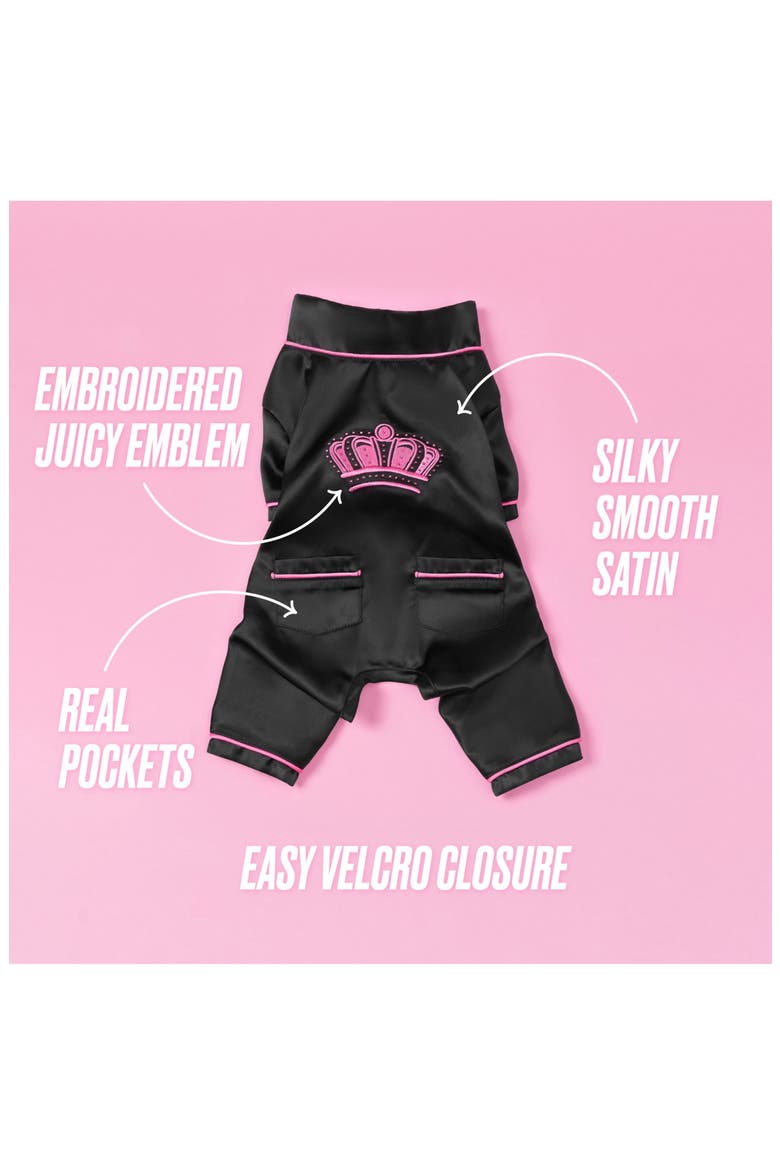 Satin Pajama Dog Tracksuit, Alternate, color, BLACK