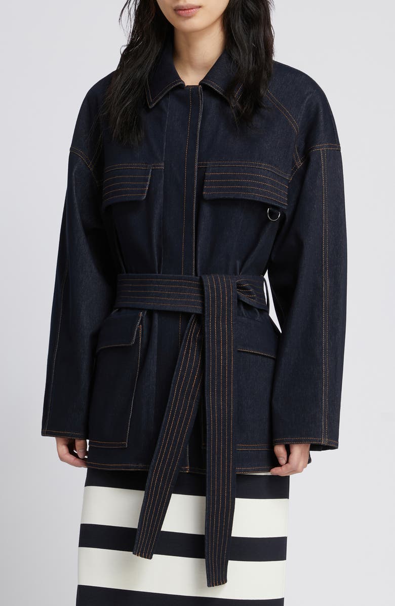 MM by Max Mara West Belted Jacket, Main, color, Midnight Blue